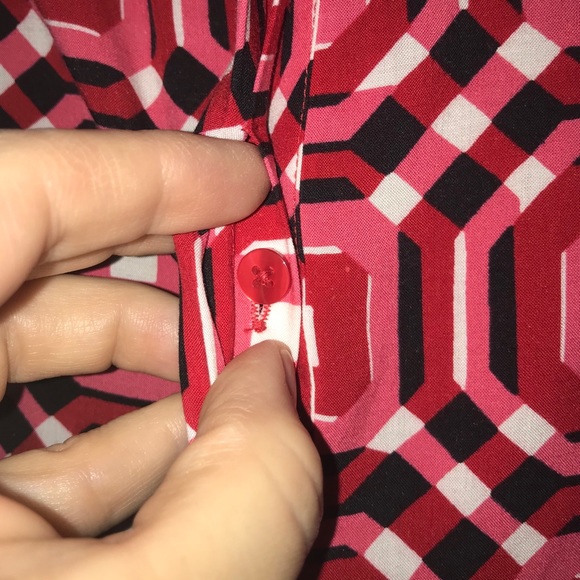 Cynthia Rowley button down top, geometric print - Picture 3 of 8